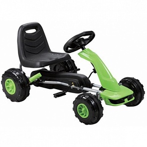 Автомобиль зеленый с педалями, пластиковыми колесами и регулируемым сиденьем, 3-8 лет (Bugati, ST00003-GN)